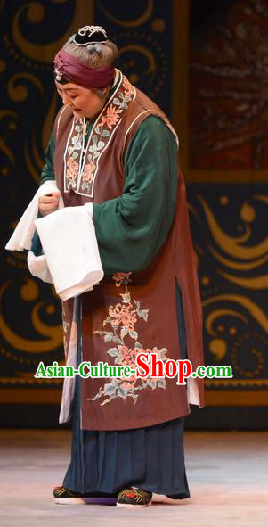 Chinese Ping Opera Elderly Female Apparels Costumes and Headpieces Yu Zhou Feng Traditional Pingju Opera Dame Dress Garment