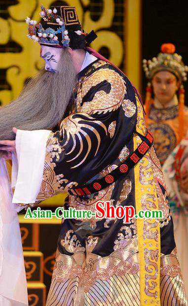 Yu Zhou Feng Chinese Ping Opera Elderly Male Garment Costumes and Headwear Pingju Opera Official Zhao Gao Apparels Laosheng Clothing