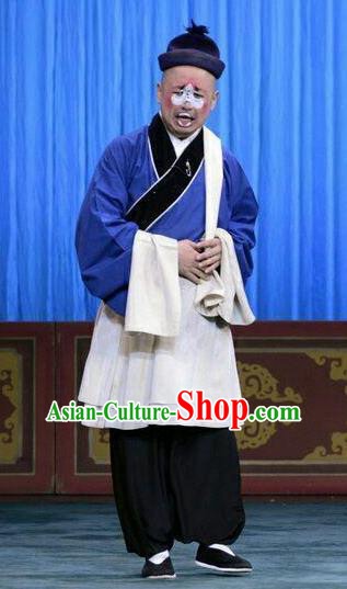 Da Jiu Guan Chinese Peking Opera Bartender Apparels Costumes and Headpieces Beijing Opera Servant Garment Clown Clothing