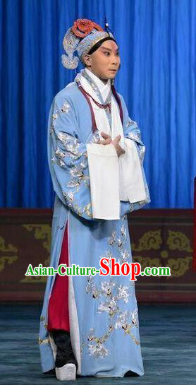 Da Jiu Guan Chinese Peking Opera Xiaosheng Apparels Costumes and Headpieces Beijing Opera Scholar Garment Young Male Shi En Clothing