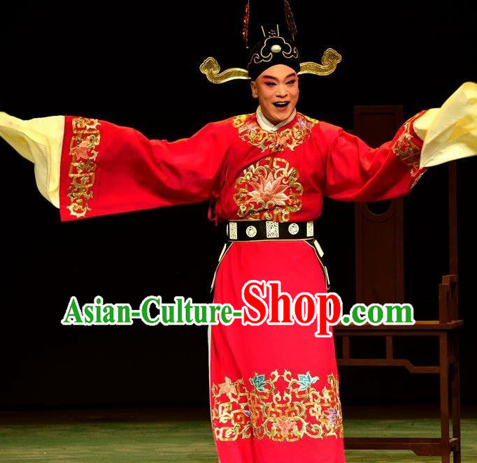 Elege for Love Chinese Ping Opera Number One Scholar Wang Kui Garment Costumes and Headwear Pingju Opera Young Male Official Robe Apparels Clothing