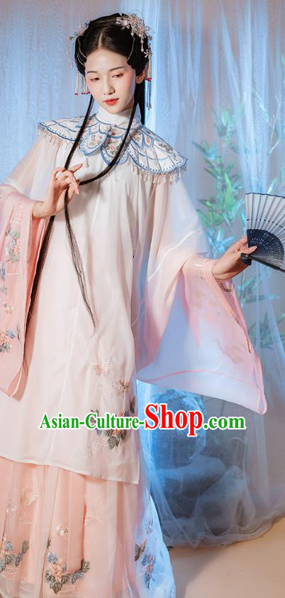 Chinese Traditional Ming Dynasty Noble Female Historical Costumes Embroidered Garment Ancient Royal Princess Hanfu Dress for Women