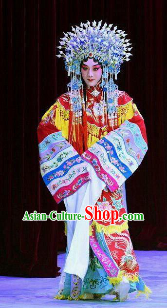 Chinese Beijing Opera Hua Tan Garment Costumes and Hair Accessories Traditional Peking Opera Wang Baochuan Noble Female Dress Princess Apparels