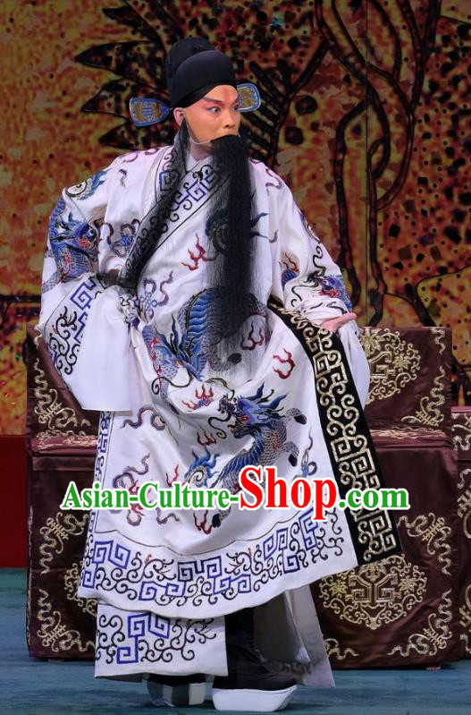 Ding Sheng Chun Qiu Chinese Peking Opera Elderly Man Wu Yuan Apparels Costumes and Headpieces Beijing Opera Martial Male Garment Takefu Clothing