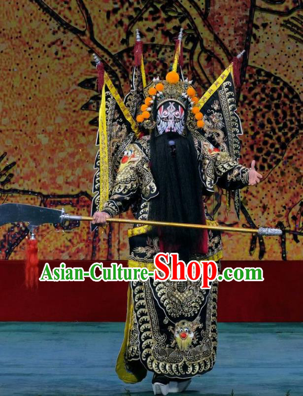 Ding Sheng Chun Qiu Chinese Peking Opera Military Officer Apparels Costumes and Headpieces Beijing Opera General Garment Kao Clothing with Flags