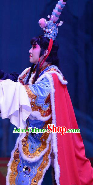 Li Sanniang Chinese Ping Opera Young General Garment Costumes and Headwear Pingju Opera Wusheng Armor Apparels Clothing