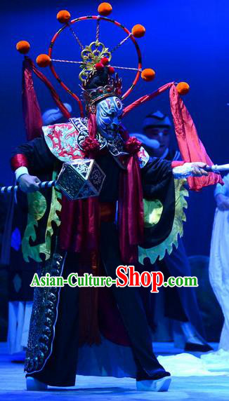 Breeze Pavilion Chinese Ping Opera God Garment Costumes and Headwear Pingju Opera Immortal Armor Apparels Clothing