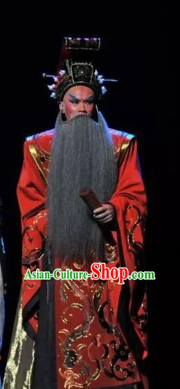 Chang Le Wei Yang Chinese Peking Opera Elderly Male Apparels Costumes and Headpieces Beijing Opera Monarch Garment Emperor Liu Bang Clothing