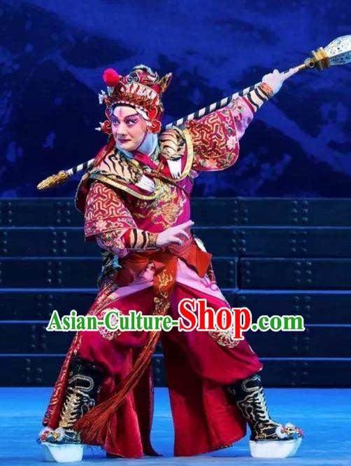 The Tiger Generals Chinese Peking Opera Wusheng Li Shouxiao Apparels Costumes and Headpieces Beijing Opera Martial Male Garment Swordsman Clothing