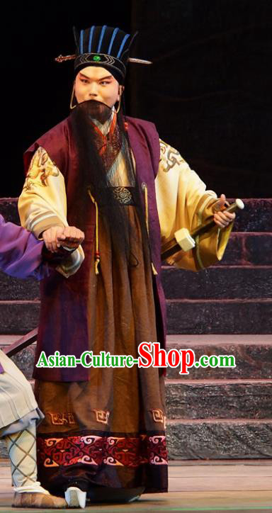 King of Qi Tian Heng Chinese Peking Opera Laosheng Apparels Costumes and Headpieces Beijing Opera Elderly Male Garment Clothing