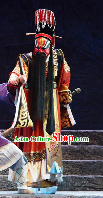 King of Qi Tian Heng Chinese Peking Opera Jing Apparels Costumes and Headpieces Beijing Opera Painted Role Garment Lord Clothing