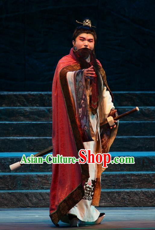 King of Qi Tian Heng Chinese Peking Opera Monarch Apparels Costumes and Headpieces Beijing Opera Elderly Male Garment Clothing