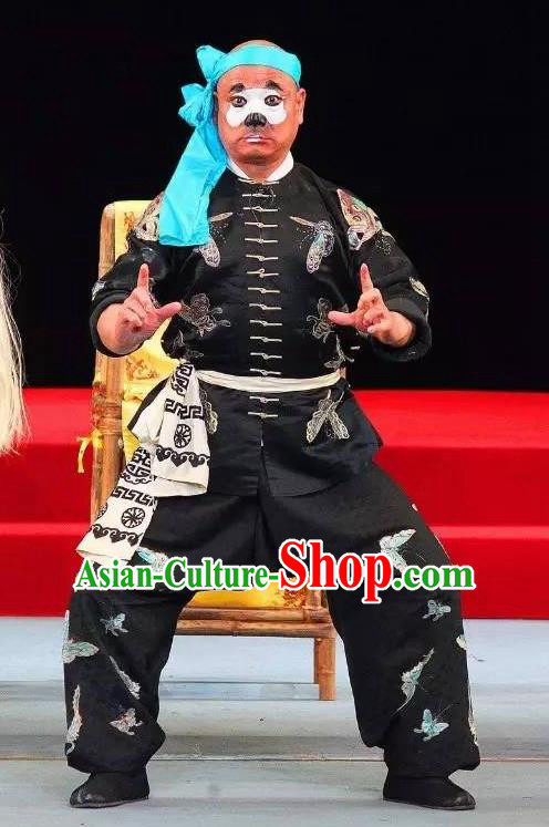 Tai Hou Gai Jia Chinese Sichuan Opera Takefu Apparels Costumes and Headpieces Peking Opera Wusheng Garment Martial Male Black Clothing