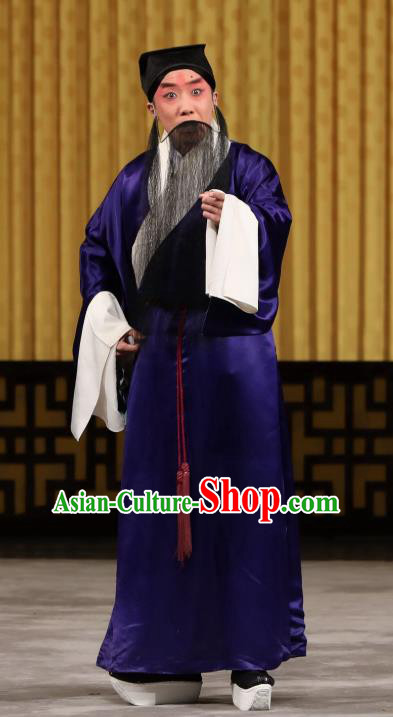 Yi Peng Xue Chinese Peking Opera Laosheng Apparels Costumes and Headpieces Beijing Opera Elderly Servant Mo Cheng Garment Clothing