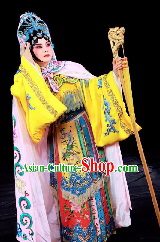 Chinese Sichuan Opera Hua Tan Garment Costumes and Hair Accessories Traditional Peking Opera Queen Mother Dress Actress Apparels