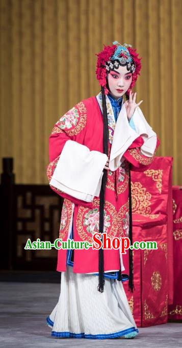 Chinese Beijing Opera Hua Tan Garment Costumes and Hair Accessories Yi Peng Xue Traditional Peking Opera Actress Dress Diva Xue Yan Apparels