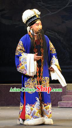 Bei Feng Jin Chinese Peking Opera Elderly Male Shi Yisheng Apparels Costumes and Headpieces Beijing Opera Official Garment Scholar Clothing
