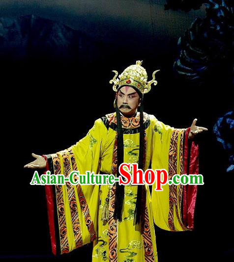 Consort Bai Jie Chinese Peking Opera Emperor Apparels Costumes and Headpieces Beijing Opera King Garment Lord Pi Luoge Clothing