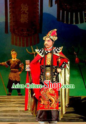 Consort Bai Jie Chinese Peking Opera Monarch Apparels Costumes and Headpieces Beijing Opera King Pi Luoge Garment Lord Clothing