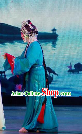 Chinese Beijing Opera Maidservant Garment Forbidden Love Costumes and Hair Accessories Traditional Peking Opera Xiaodan Dress Young Lady Xiao Qing Apparels