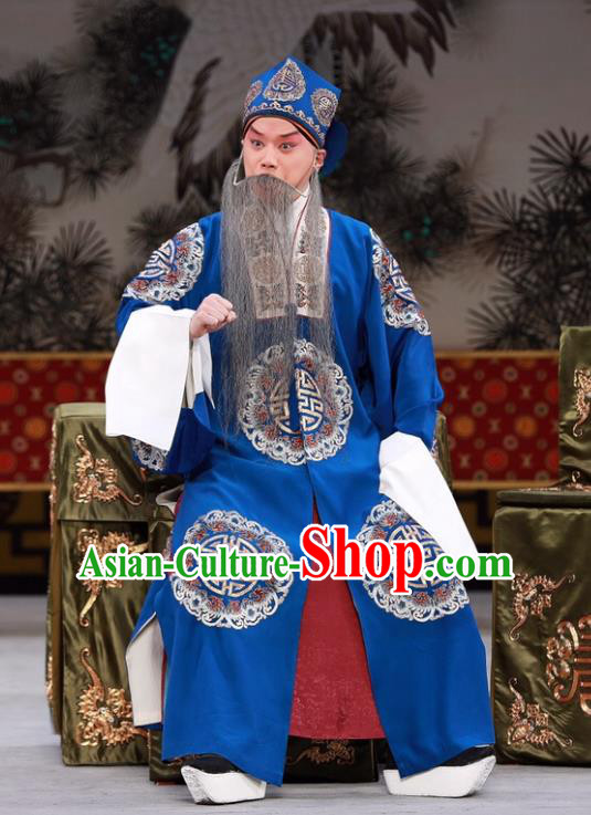 Chinese Peking Opera Elderly Male Apparels Costumes and Headpieces Beijing Opera Laosheng Garment Landlord Yu Ren Clothing