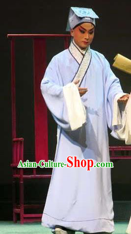 Chinese Peking Opera Scholar Liu Ruoshi Apparels Costumes and Headpieces Beijing Opera Xiaosheng Garment Young Male Clothing