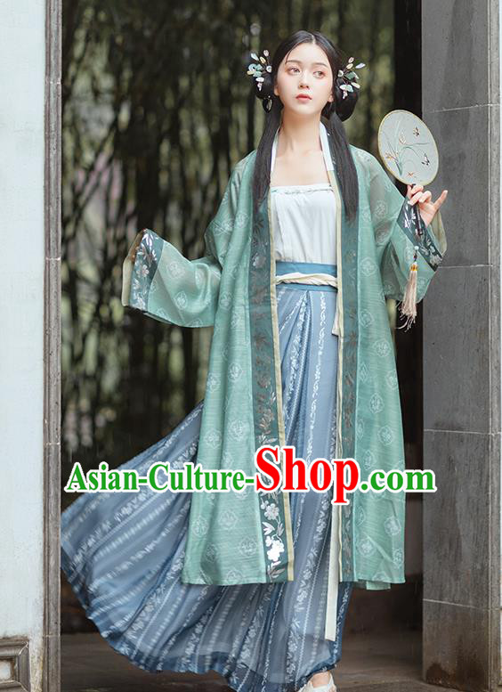 Chinese Traditional Song Dynasty Civilian Female Historical Costumes Ancient Young Lady Hanfu Dress Garment for Women