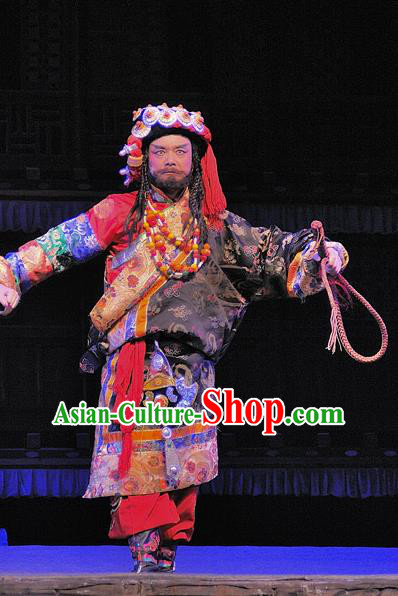 Chen Ai Luo Ding Chinese Sichuan Opera Elderly Prince Apparels Costumes and Headpieces Peking Opera Lord Garment Tibetan King Clothing