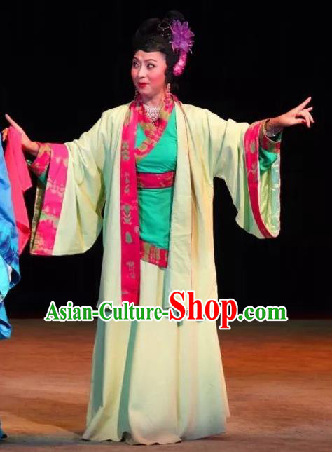 Chinese Sichuan Opera Woman Matchmaker Costumes and Hair Accessories Yu Hai Kuang Chao Traditional Peking Opera Dame Dress Female Apparels