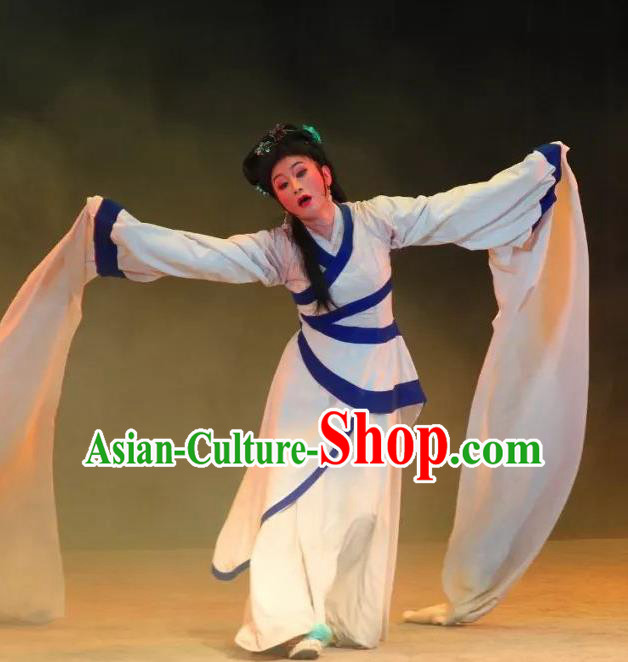 Chinese Sichuan Opera Distress Maiden Costumes and Hair Accessories Yu Hai Kuang Chao Traditional Peking Opera Young Female Dress Actress Pu Lan Apparels