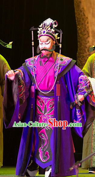 Hui Lan Ji Chinese Sichuan Opera Painted Role Apparels Costumes and Headpieces Peking Opera Elderly Male Garment Clothing