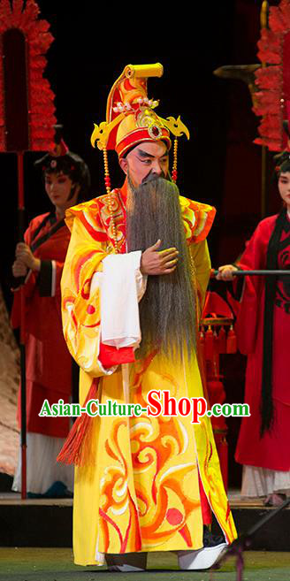 Hui Lan Ji Chinese Sichuan Opera King Apparels Costumes and Headpieces Peking Opera Elderly Male Garment Duke Clothing