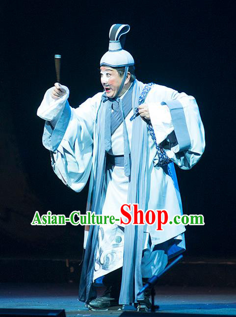 Hui Lan Ji Chinese Sichuan Opera Clown Apparels Costumes and Headpieces Peking Opera Chou Role Garment Clothing