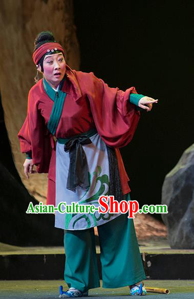 Chinese Sichuan Opera Elderly Woman Costumes and Hair Accessories Hui Lan Ji Traditional Peking Opera Dame Dress Female Servant Apparels