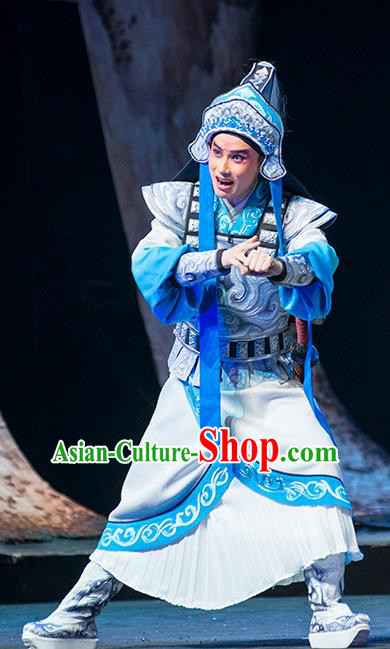 Hui Lan Ji Chinese Sichuan Opera Martial Male Apparels Costumes and Headpieces Peking Opera Wusheng Garment Takefu Armor Clothing