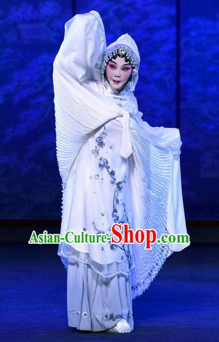 Chinese Ping Opera Tsing Yi Distress Maiden Zhao Jintang Apparels Costumes and Headpieces Traditional Pingju Opera Widow Dress Garment