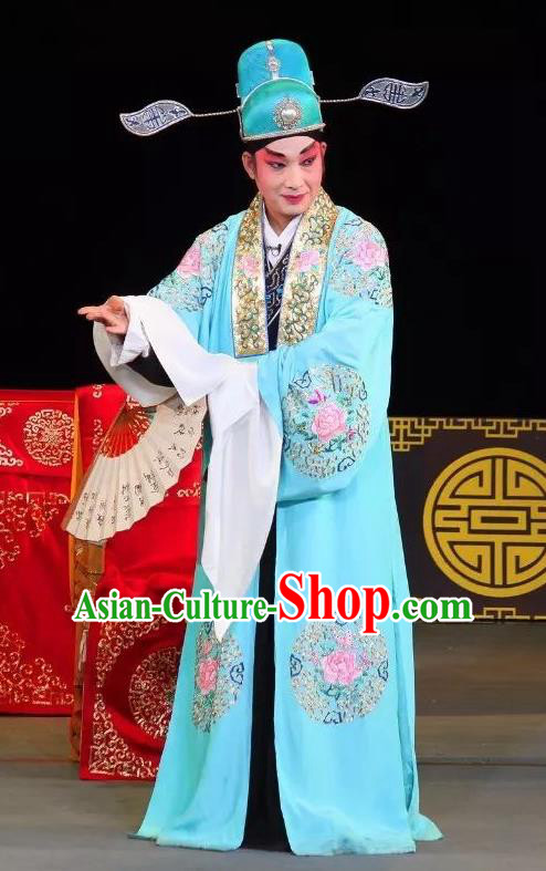 Fen Xiang Ji Chinese Sichuan Opera Scholar Wang Kui Apparels Costumes and Headpieces Peking Opera Niche Garment Xiaosheng Clothing