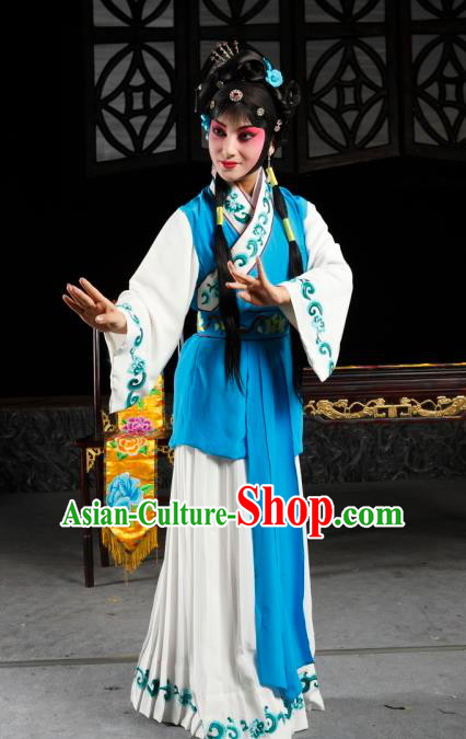 Chinese Sichuan Opera Young Lady Costumes and Hair Accessories Traditional Peking Opera Xiaodan Dress Maidservant Yan Yan Apparels