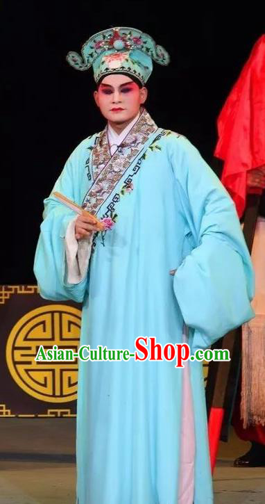 Fen Xiang Ji Chinese Sichuan Opera Young Male Apparels Costumes and Headpieces Peking Opera Xiaosheng Garment Scholar Wang Kui Clothing