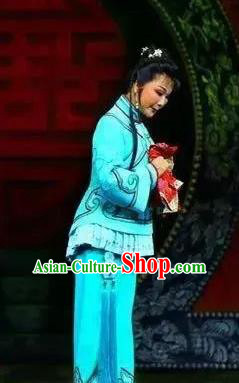 Chinese Ping Opera Young Lady Apparels Costumes and Headpieces Jin E Traditional Pingju Opera Country Girl Dress Garment