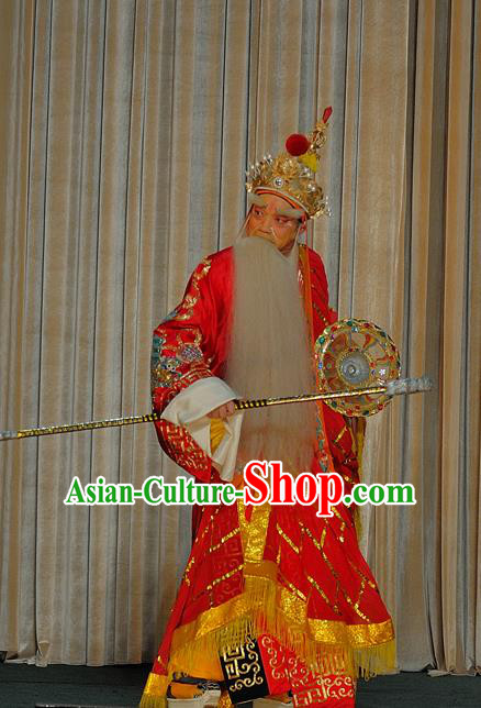 The Legend of White Snake Chinese Sichuan Opera Monk Fa Hai Apparels Costumes and Headpieces Peking Opera Elderly Male Garment Buddhist Abbot Clothing