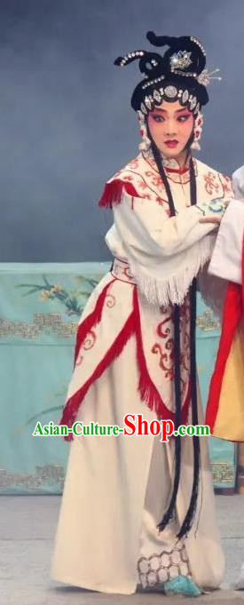 Chinese Sichuan Opera Hua Tan The Legend of White Snake Garment Costumes and Hair Accessories Traditional Peking Opera Young Lady Dress Heroine Bai Suzhen Apparels