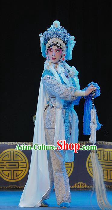 Chinese Sichuan Opera Wudan The Legend of White Snake Bai Suzhen Garment Costumes and Hair Accessories Traditional Peking Opera Martial Female Dress Apparels