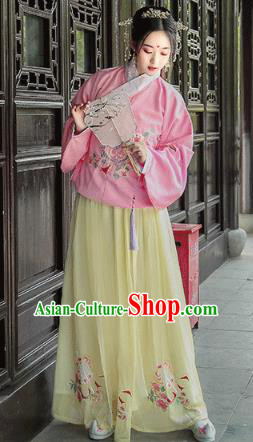 Chinese Traditional Hanfu Dress Ancient Ming Dynasty Historical Costumes Palace Princess Apparels for Women