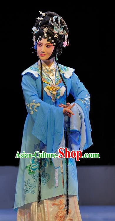 Chinese Sichuan Opera Young Mistress Garment Costumes and Hair Accessories Traditional Peking Opera Diva Xue Baochai Dress Hua Tan Apparels