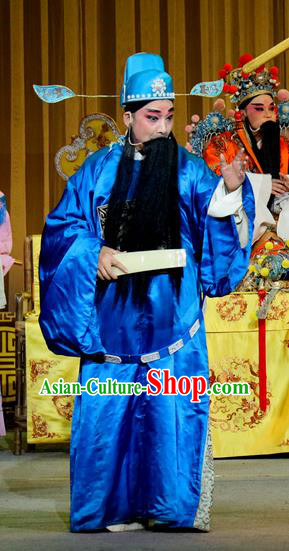 Jin Dian Shen La Chinese Sichuan Opera Prime Minister Wang Yun Apparels Costumes and Headpieces Peking Opera Elderly Male Garment Official Clothing