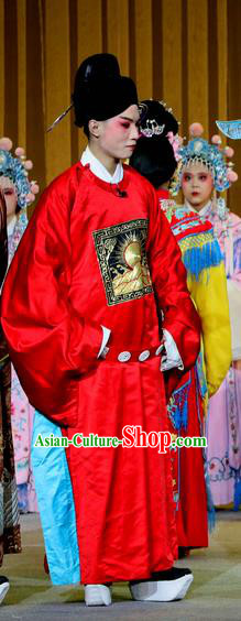 Jin Dian Shen La Chinese Sichuan Opera Young Male Apparels Costumes and Headpieces Peking Opera Xiaosheng Garment Number One Scholar Clothing