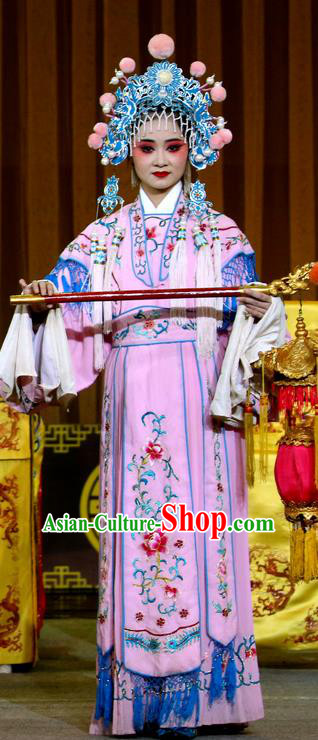 Chinese Sichuan Opera Court Maid Garment Costumes and Hair Accessories Traditional Peking Opera Jin Dian Shen La Xiaodan Dress Young Lady Apparels