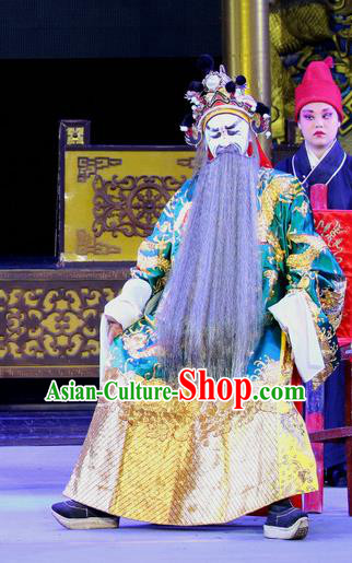 Sheng Si Pai Chinese Sichuan Opera Painted Role Apparels Costumes and Headpieces Peking Opera Elderly Male Garment Official Clothing