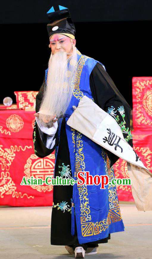 Sheng Si Pai Chinese Sichuan Opera Old Man Apparels Costumes and Headpieces Peking Opera Taoist Priest Garment Clothing